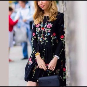 Philosophy Navy embroidered peasant dress I Size Medium